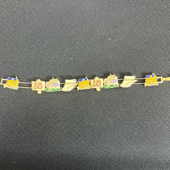 Vintage Silver Tone Realtor For Sale Charm Slide Bracelet 8” - Picture 3 of 5